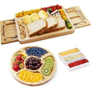 Louis Donné Cheese Board with Cheese Knife, Wooden Serving Platter for Cheese, Appetizers and Snacks, Gift Idea