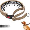 No Pull Martingale Dog Collar for Large Medium Small Dogs, Heavy Duty Nylon Reflective Adjustable Anti Pull Slip Collar with Buckle for Training Walking M Khaki