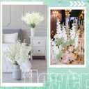 Thiccywoov 50 Pcs Delphinium Artificial Flower 35.4'' Long Larkspur Stem Silk Fake Faux Flowers Bulk for Tall Vase Floral Arrangements Home Centerpiece Table Wedding Decor (White)