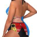 Irisjudy Women Sexy One Piece Swimsuit Tummy Control Swimwear Self Tie V Neck Halter Bathing Suit XS-3XL (S)