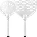12 Inch + 7 Inch Perforated Pizza Peel Set, Pizza Turning Peel with Metal Handle, Pizza Spatula Paddle for Homemade Pizza Oven Accessories