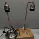 Set of 2 Industrial Table Lamps with USB C+A Ports and Outlet, Brushed Nickle Fully Stepless Dimmable Bedside Lamps, Nightstand Lamp with Clear Glass Shade for Bedroom Living Room 2 LED Bulb Included