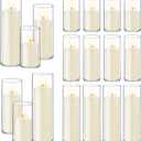 36 PCS Ivory White Pillar Candles with Glass Candle Holders Clear Hurricane Candle Holders Glass Cylinder Vases for Centerpieces Wedding Party, Event, Home Office (18 Candles+18 Candle Hoders)