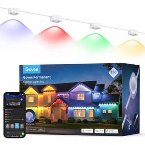 Govee Permanent Outdoor Lights Pro, 150ft with 90 RGBIC LED Lights for Daily and Accent Lighting, 75 Scene Modes for Outdoor Decor, IP67 Waterproof, Works with Alexa, Google Assistant, Matter, White