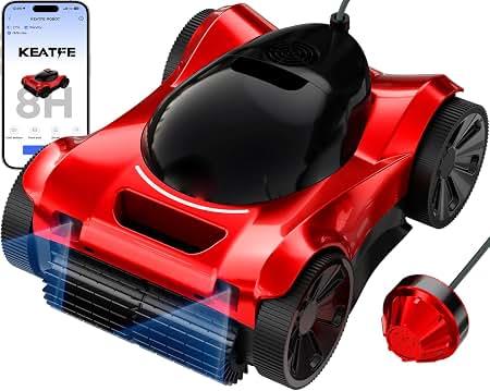 FL-01 Robotic Pool Vacuum Cleaner for Large Pool Up to 6458 Sq.ft, 2.4GHz Wi-Fi Buoy Signal Receiver | 8H Runtime | Pool Vacuum Robot for In-Ground Pools, One-Button Auto Park Smart APP/Remote Control