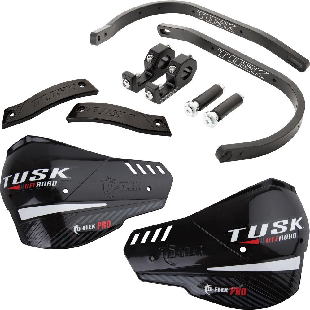 Tusk D‑Flex Handguards with Black MX-Style Shields – Black Aluminum Guards – Fits 7/8″ Handlebars – Durable Universal Fit
