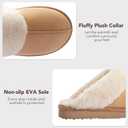 Women's Fuzzy Slippers, Warm and Cozy Slip On Fluffy Winter House Shoes for Women, Comfy Faux Suede Ladies House Slippers Indoor and Outdoor with Memory Foam (6)