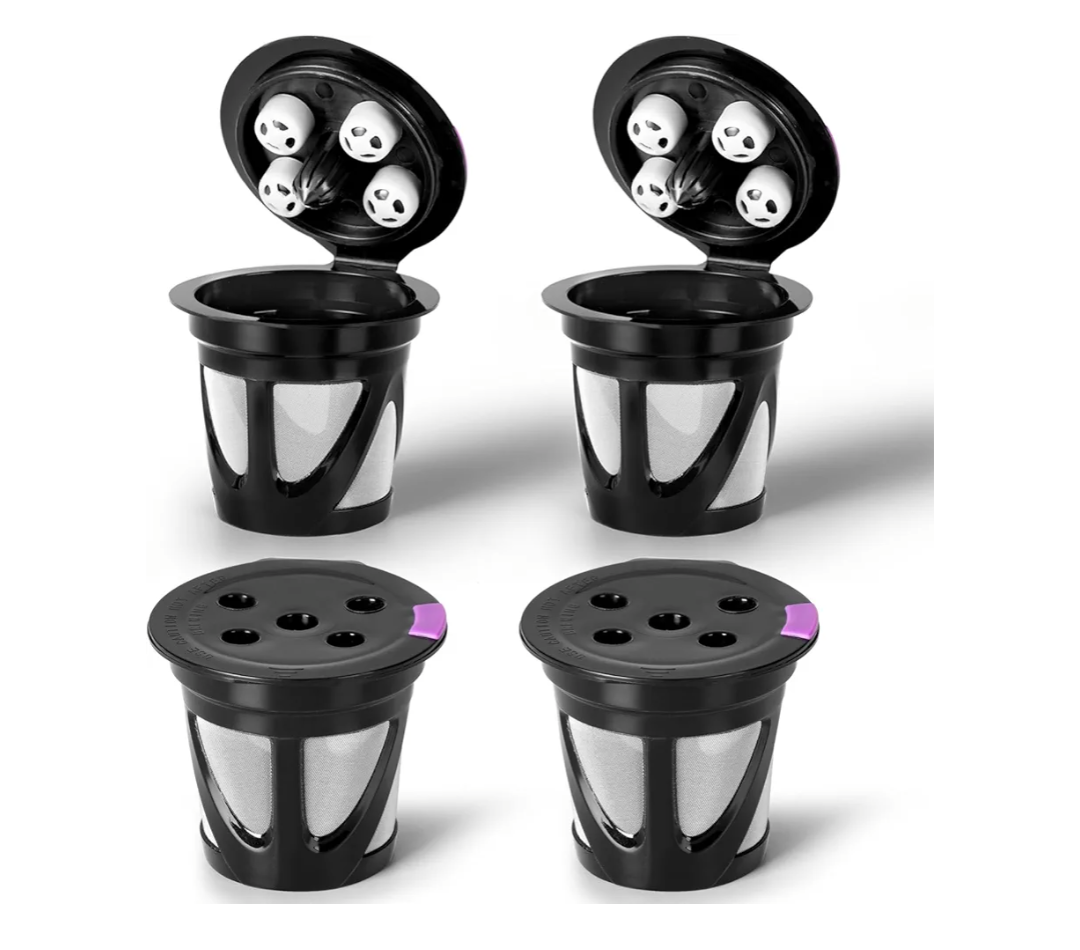 Reusable K Cups for Keurig, 4-Pack Universal K CUP Refillable Coffee Pods with 5 Holes, Designed for Keurig K Supreme, K Slim, K-Duo Gen2, K-Brew Chill with MultiStream Technology