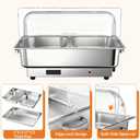 Garvee Electric Chafing Dish Buffet Set, 9 qt Roll Top Food Warmer with Transparent PC Lid, with 1 Full-Size Pan & 2 Half-Size Stainless Steel Chafer for Catering Parties
