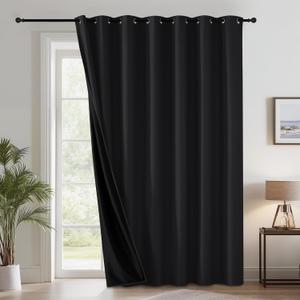 RYB HOME 100% Blackout Room Divider Curtains for Sliding Glass Door, Extra Wide Thermal Insulated Privacy Curtains for Bedroom/Patio Door/Living Room/Open Closet, Black, W100 x L84, 1 Panel