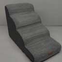 Gardner Pet Dog Stairs for Small Dogs 19.7" H, Curved 4-Step Pet Stairs, Dog Steps for High Bed (18-24 in), Couch with Durable Non-Slip Waterproof Fabric Cover and CertiPUR-US Certified Foam (Grey)