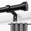 Joydeco 16 to 28 inches Small Curtain Rods for Windows, 1 inch Diameter Adjustable Decorative Window Single Rod with Aluminium Finials (Black)