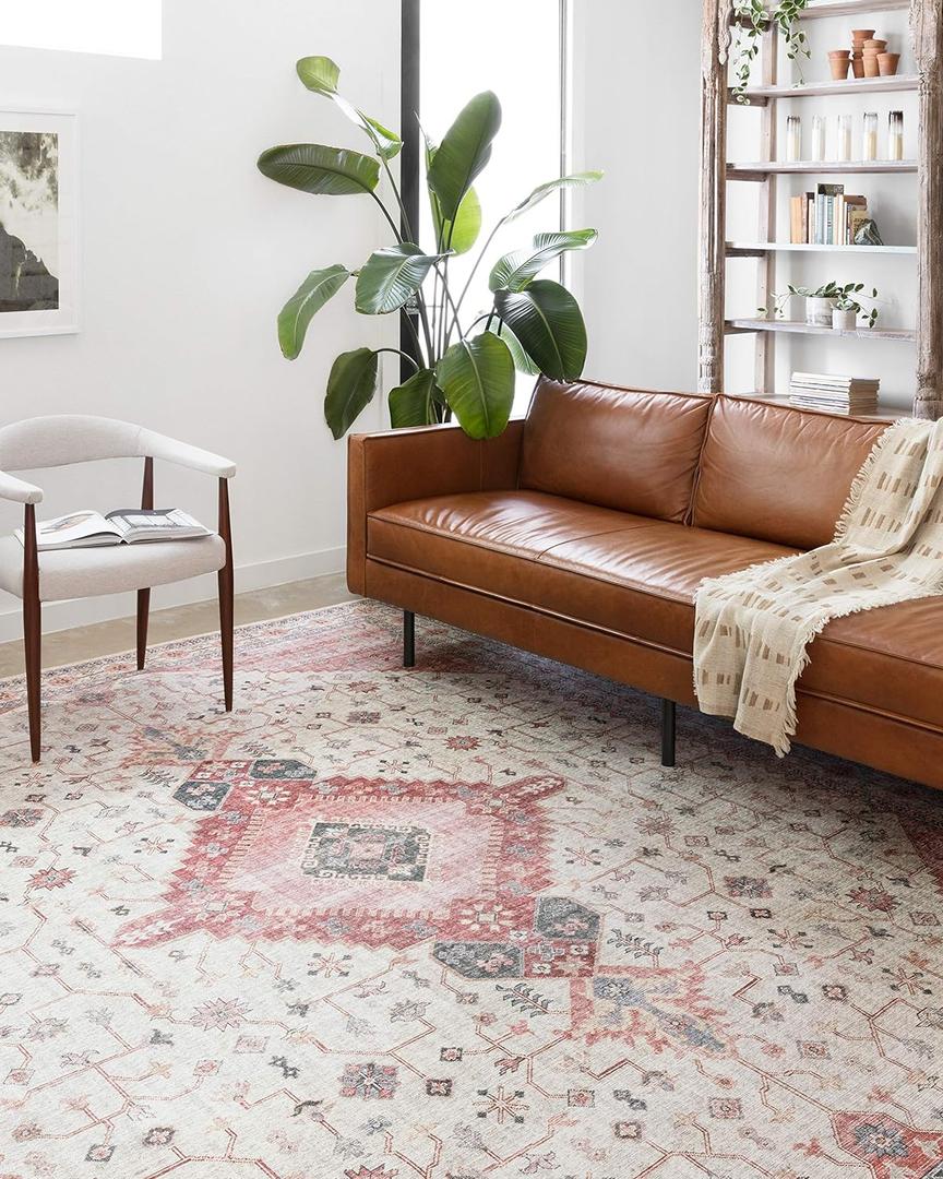 Loloi II Skye Collection SKY-02 Ivory/Berry 7'-6" x 9'-6" Area Rug