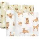 LifeTree Baby Swaddle Blankets, Boys Girls Muslin Swaddling Wrap Receiving Blanket for Newborn, 70% Viscose Bamboo and 30% Cotton, Large 47" x 47", Labrador and Bone