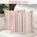 Boho Throw Pillow Covers Colorful 18x18 Inch Set of 2 Square Decorative Cushion Cover Striped Bohemian Pillow Case Farmhouse Accent Netural Pillowcase for Home Sofa Couch Bed Decoration