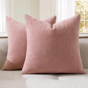 MIULEE Blush Pink Couch Pillow Covers 20x20 Inch, Set of 2 Soft Spring Valentine Cute Chenille Decorative Square Throw Pillow Covers Farmhouse for Sofa Living Room Bed