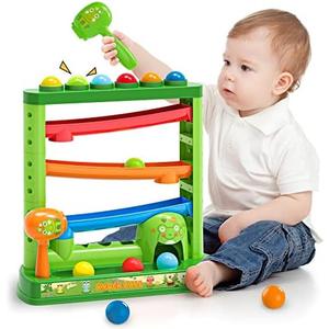 OCHIDO Toddlers Toys for1 2 3 Years Old Kids, Pound A Ball Included 2 Hammer & 12 Balls, Montessori Toys for Interactive Game for Boys and Girls, Early Learning Educational Gift