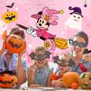 2 x Halloween Decorations Banner, 5x3Ft Cartoon Mouse Theme Happy Halloween Backdrop with Bat, Spider And Pumpkin for Party Decorations Indoor Outdoor