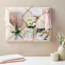 Farmlyn Creek Rectangular Fabric Bulletin Board - Picture Board for Photos - Farmhouse Style & Office Wall Decor - 16 x 12 in, Beige