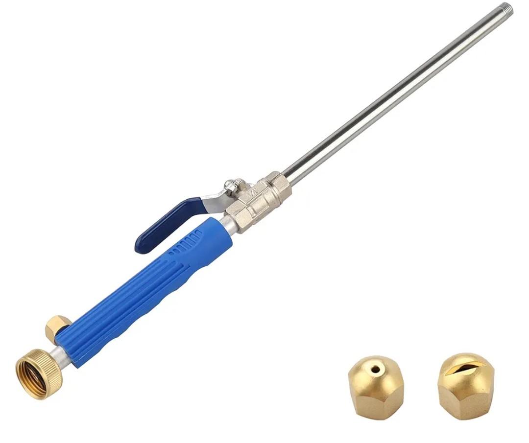 High Pressure Power Washer Attachment Wand, Hydro Jet Water Hose Nozzle,Watering Sprayer Cleaning Tool, Wand Lance for Gutter Patio Car Pet Window Glass Blue