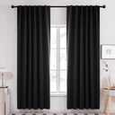 Deconovo Blackout Curtains for Bedroom, Black Thermal Insulated Drapes 95 Inches Long, Back Tab and Rod Pocket Room Darkening Window Curtains, 52W x 95L Inch, 2 Panels