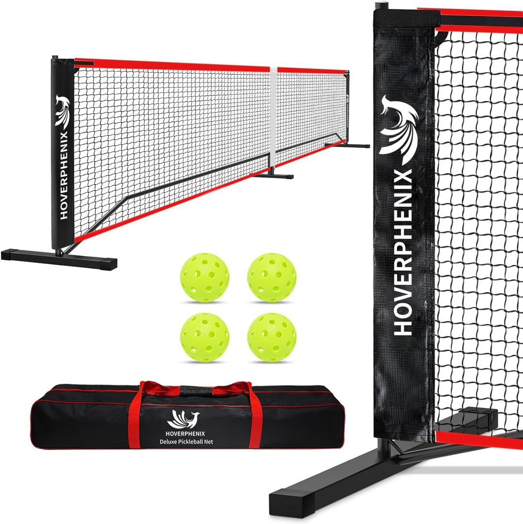 Pickleball Net for Driveway, Portable Pickleball Net System with Regulation Size 22FT Pickle Ball Net, Outdoor Pickleballs, Carry Bag, Weather Resistant Metal Frame