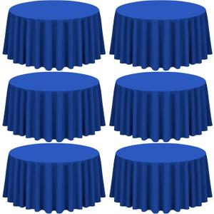 6 Pack Royal Blue Round Tablecloth - 120 Inch Polyester Table Cloth - Washable Decorative Fabric Table Covers for Wedding, Dining, Party, Banquet
