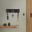 Key Holder (3 Hooks) - Sturdy Self Adhesive Stainless Steel, Matte Black, Wall Mount, Damage Free, Extra Thick, for Keys and Masks, Entryway, Hallway