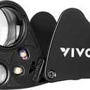 VIVOSUN 30X 60X Illuminated Jewelers Loupe Foldable Magnifier with LED Light for Jewelry Gems Watches Coins Stamps Antiques Black
