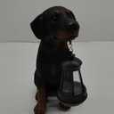 Garden Dog Statues Outdoor Decor, 13" Solar Powered LED Lights Outdoor Statue Garden Decorations Rottweiler Figurine for Patio, Lawn, Yard Art Decoration, Housewarming Garden Gift (Black)