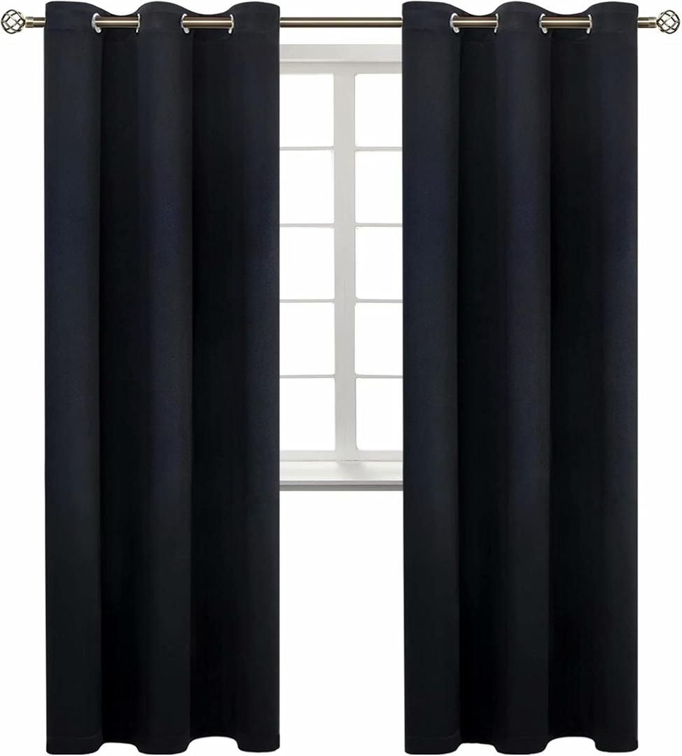 BGment Black Blackout Curtains for Living Room - Grommet Thermal Insulated Room Darkening Energy Saving Curtains for Bedroom, Set of 2 Panels, 42 x 84 Inch