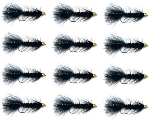 Feeder Creek Fly Fishing Flies | 12pc Woolly Bugger | Trout Flies | Bass Flies | Flies for Fly Fishing | Streamer Flies | Fly Fishing Assortment