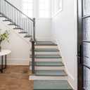 PURE ERA Carpet Stair Treads Ultra Plush 9.5" X 30"Soft Bullnose Indoor Stair Protectors Pet-Friendly Non-Slip Skid Resistant Tape Free Washable Reusable(14 Pieces, Greenish Gray)
