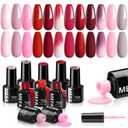 MEFA Gel Nail Polish Set, 12 Colors Burgundy Red Gel Polish Set Shimmering Red Pink Glitter Nail Polish Soak Off Rosy red Nude Gifts for Women Girl DIY Salon Home Manicure