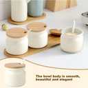 Ceramic Sugar Bowl, Porcelain Sugar Pot with lid and Spoon, 300ml/10.56oz Seasoning Storage Jar Salt Pot Salt Container for Coffee Bar, Home Kitchen(Beige)