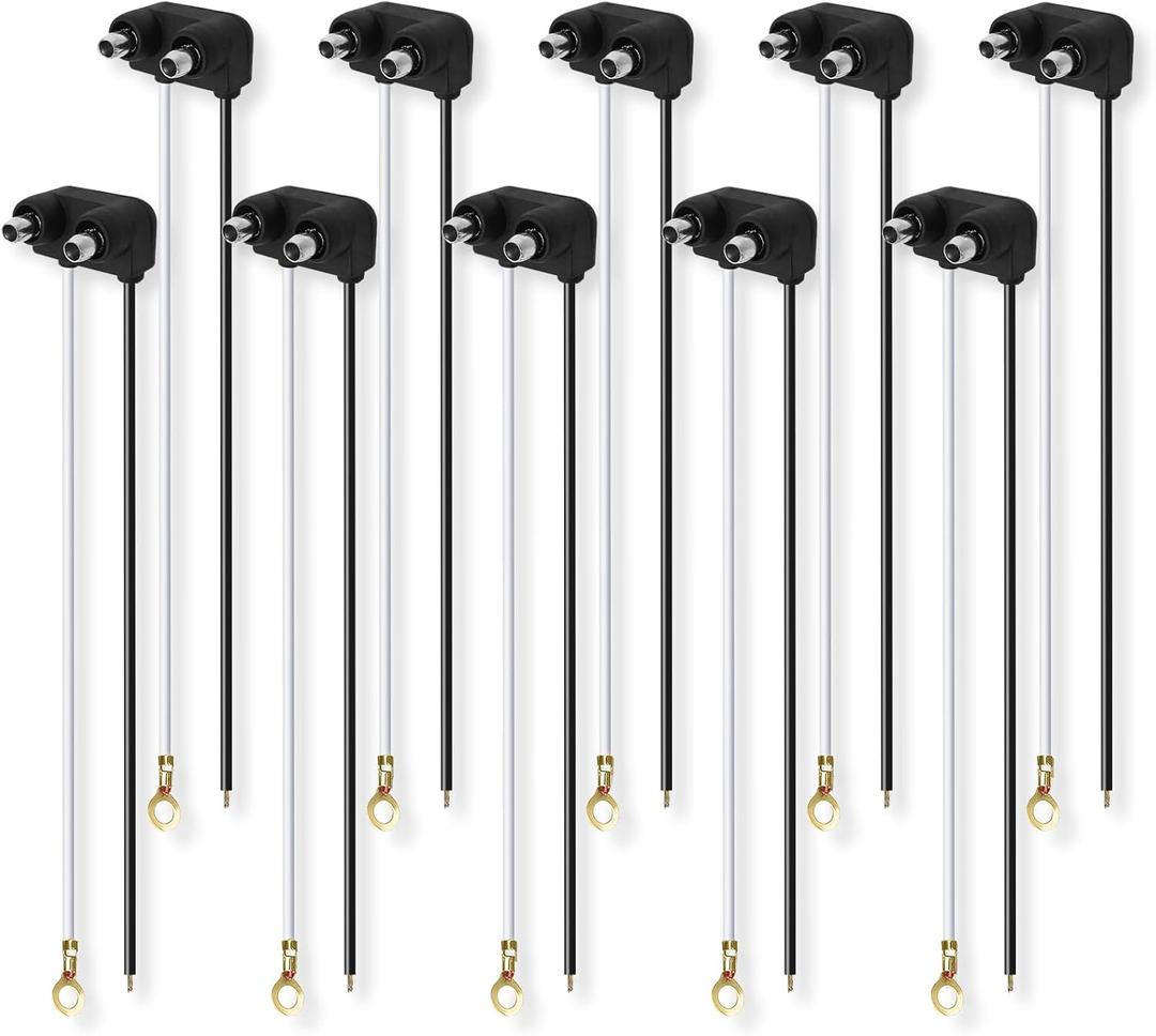 10x Markers Wire Plug - 2 Wire Pigtail for Sealed Side Marker Tail Trailer Clearance Lights, 6" Long 2 Prong, Marker Lights Wiring Plug Fit 2" 2.5" Side Markers