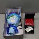 EIGHTOWN Roses Bouquet Artificial Flower - Preserved Blue Rose Flowers with Love Necklace for Her - Unique Gifts Valentine's Day, Mother's Day, Thanksgiving, Birthday, Anniversary (Navy and Blue)