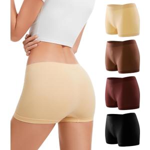 dmuveo Boy Shorts Underwear For Women Seamless Full Coverage Briefs Soft Stretch Boxer Shorts Panties 4 Pack (XX-Large, 4pack)
