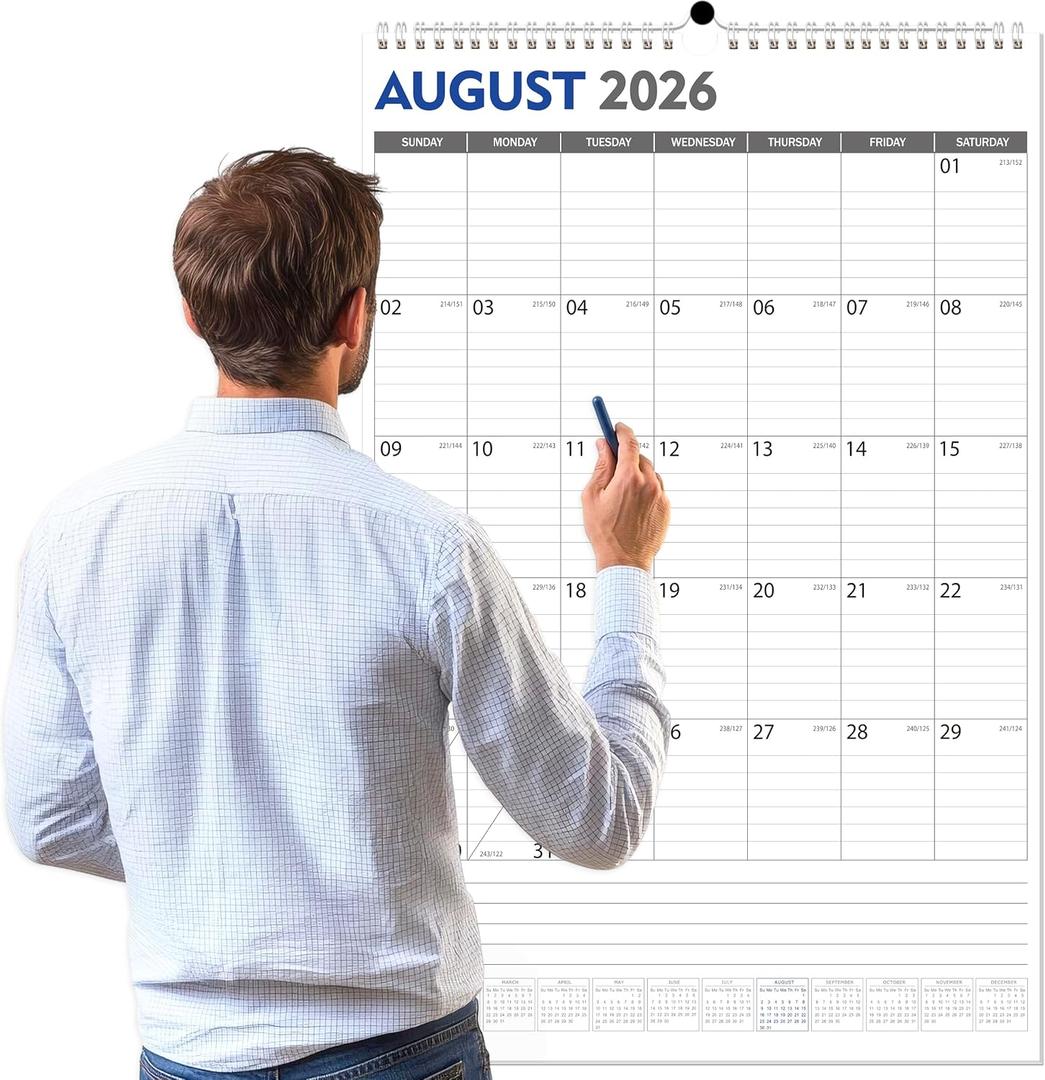 GuassLee Extra Large Wall Calendar 2026,Jumbo Vertical Wall Planner 2026-2027 from June 2026 to December 2027,19 Months with Julian Dates and Notes for Office School Home Teacher Planning,24"x 36", 36"x24"