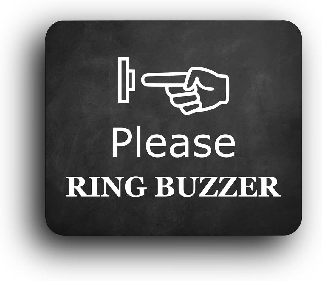 Black Self-Adhesive "Please Ring Buzzer" Sign - 4.72" x 3.94" - UV Printed for Outdoor Use