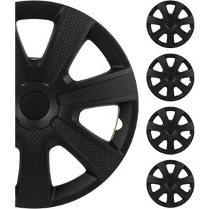 SCITOO Quick-Install 16-Inch Black hubcaps (Set of 4) for Cars, Trucks, SUVs, Universal Compatibility, Elegant & Rust-Proof