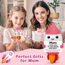 2 x Valentines Day Birthday Gifts for Mom,Handmade Crochet Rocket Mom Gifts from Daughter Son,Funny Mothers Day Small Gift for Best Mama Wife Moms Mother in Law Bonus Step,Cute Space Office Desk Decor