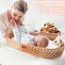 Handmade Baby Changing Basket Set with a Soft Changing Pad and Waterproof Cover,Diaper Organizer,Rattle Shaker, Moses Basket, Changing Table Topper for Dresser| Boho Bassinet, Handmade Crochet Basket