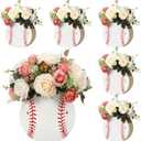 Cinnvoice 6 Pcs Wooden Centerpieces for Tables Baby Shower Decorations Tabletop Boxes Party Favor for Birthday Baby Shower Wedding Garden Tea Party(Baseball)