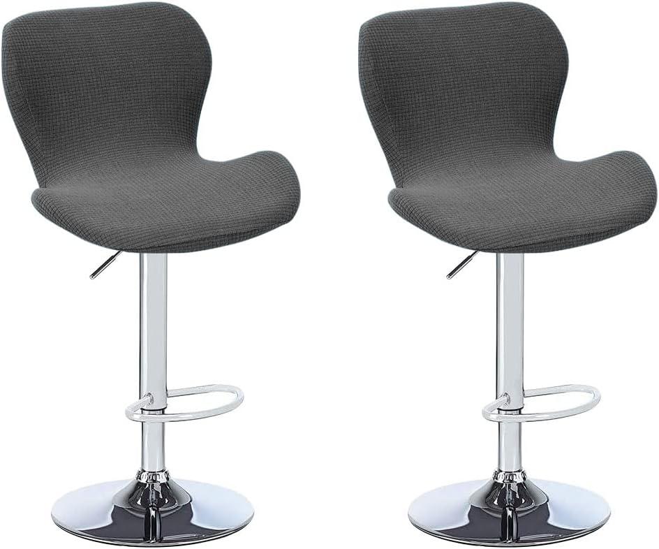Stretch Counter Height Bar Stools Cover Set of 2, Jacquard Swivel Bar Chairs Cover Swivel Barstools Stretchable Slipcovers Dining Room Breakfast Chair Bar Chairs Protector Dark Grey