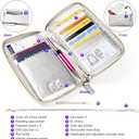 nuoku Passport Holder, RFID Blocking Passport Wallet with Zipper 2 Straps, Travel Document Organizer for Family (Silver)
