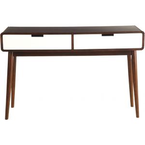 HomeRoots Mahogony and White Double Drawer Console Table