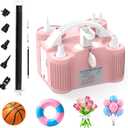 AXHJ Electric Balloon Pump, Portable Electric Air Balloon Pump Dual Nozzle Air Blower Pump, Balloon Inflator for Party Decorations (Pink)
