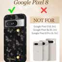 Petitian for Google Pixel 8 Case with Wallet - Women Girls Cute Girly Aesthetic Unique Design Leather Credit Card Holder Cardholder Stand Wristband for Pixel 8, Black Butterfly