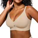 Comfortable Wireless Everyday Bras for Women Seamless Full Coverage T-Shirt Bra Breathable Support Brassiere (Beige)
